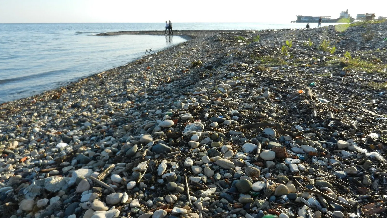 Галечный берег Сухума в начале октября. С сентября по ноябрь море у Сухума хотя бы на полградуса теплее сочинского больше чем в каждый четвёртый день (фото: karel291, Wikimedia Commons, CC BY 3.0)