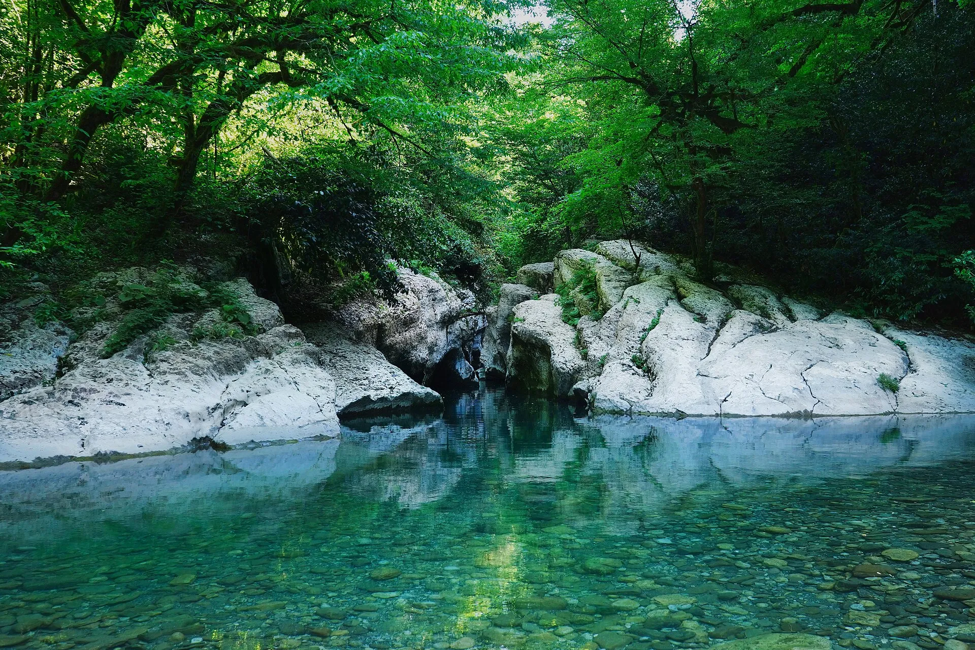 Белые скалы со стороны купели Большой Хосты. Фотография самого объекта.