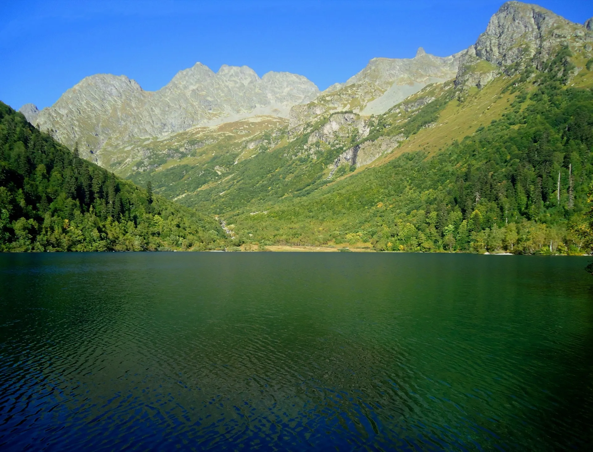 Озеро Кардывач у лесистых склонов; архивная фотография 2012 года.