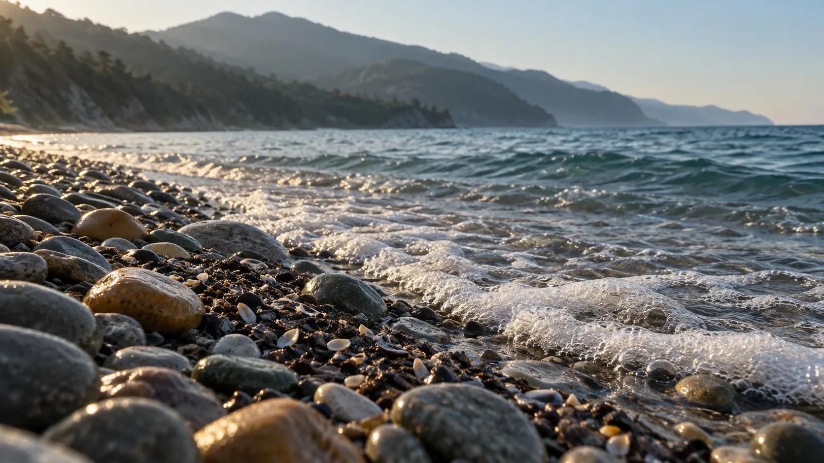 Кромка воды на рассвете: сюда море выбрасывает пустые раковины, из которых потом выбирают дом